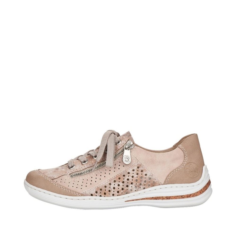 Rieker Rieker Antistress Damen Schnurschuh Sneaker Lochmuster Rosa S12 M35G6-31 Nude/Rosa/Rose Sneaker