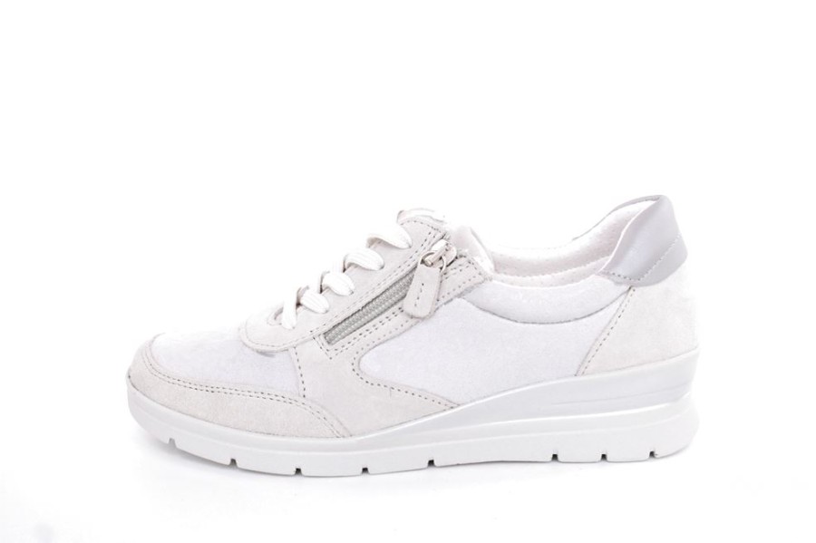 ACO Aco Luna 18 Damen Sneaker Leder/ Textil Wechselfusbett Florales Muster Grau S13 863/9309 1049 Ice Schnurer