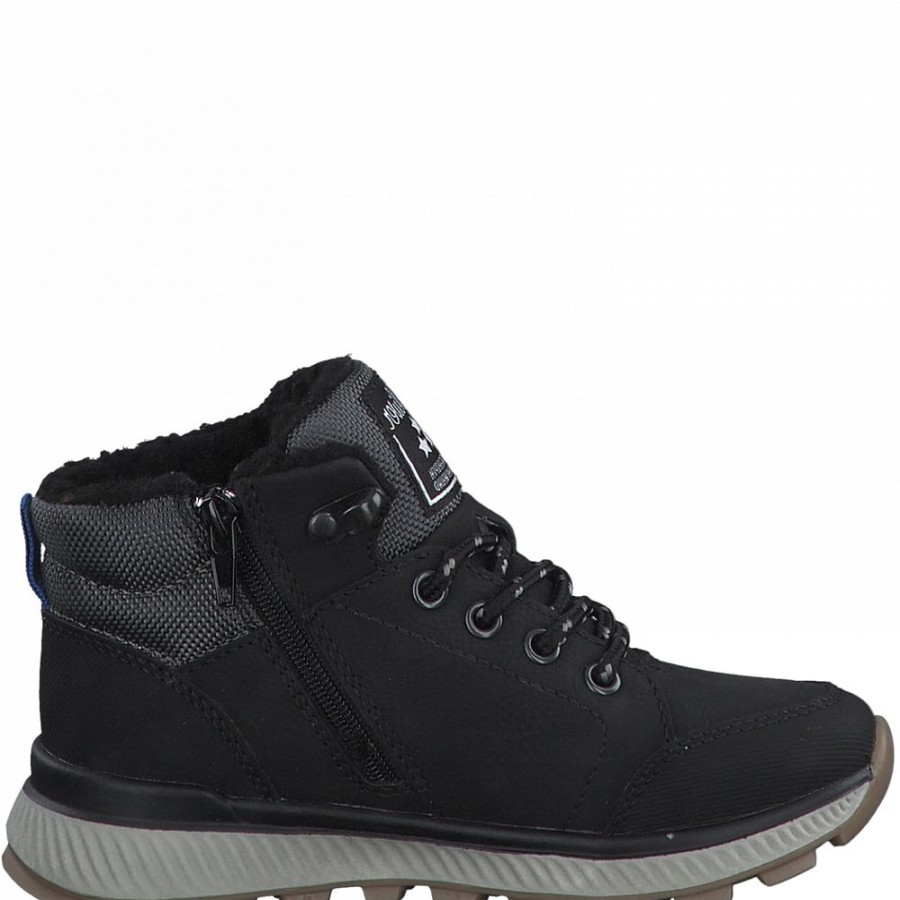 s.Oliver S.Oliver Kinder Jungen Schnurschuh Halbhoch Tex- Membran Schwarz S21 5-5-45100-27 098 Black Comb. Stiefel