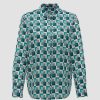 OPUS Opus Printbluse Falkine Retro Graphischer Retro Print Grun S23 10007211498207 60020 Coal Blue Bluse