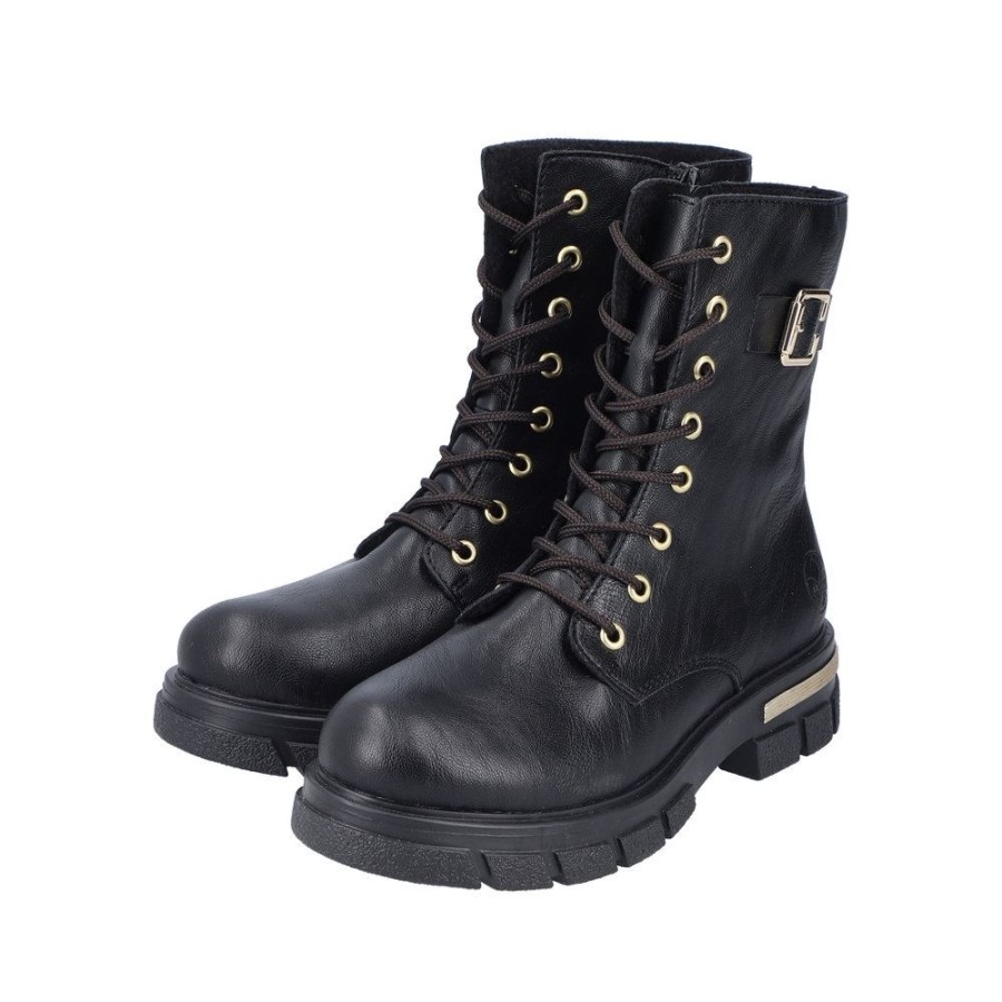 Rieker Rieker Damen Biker Boots Reisverschluss S23 Z9133-00 Schwarz Stiefel