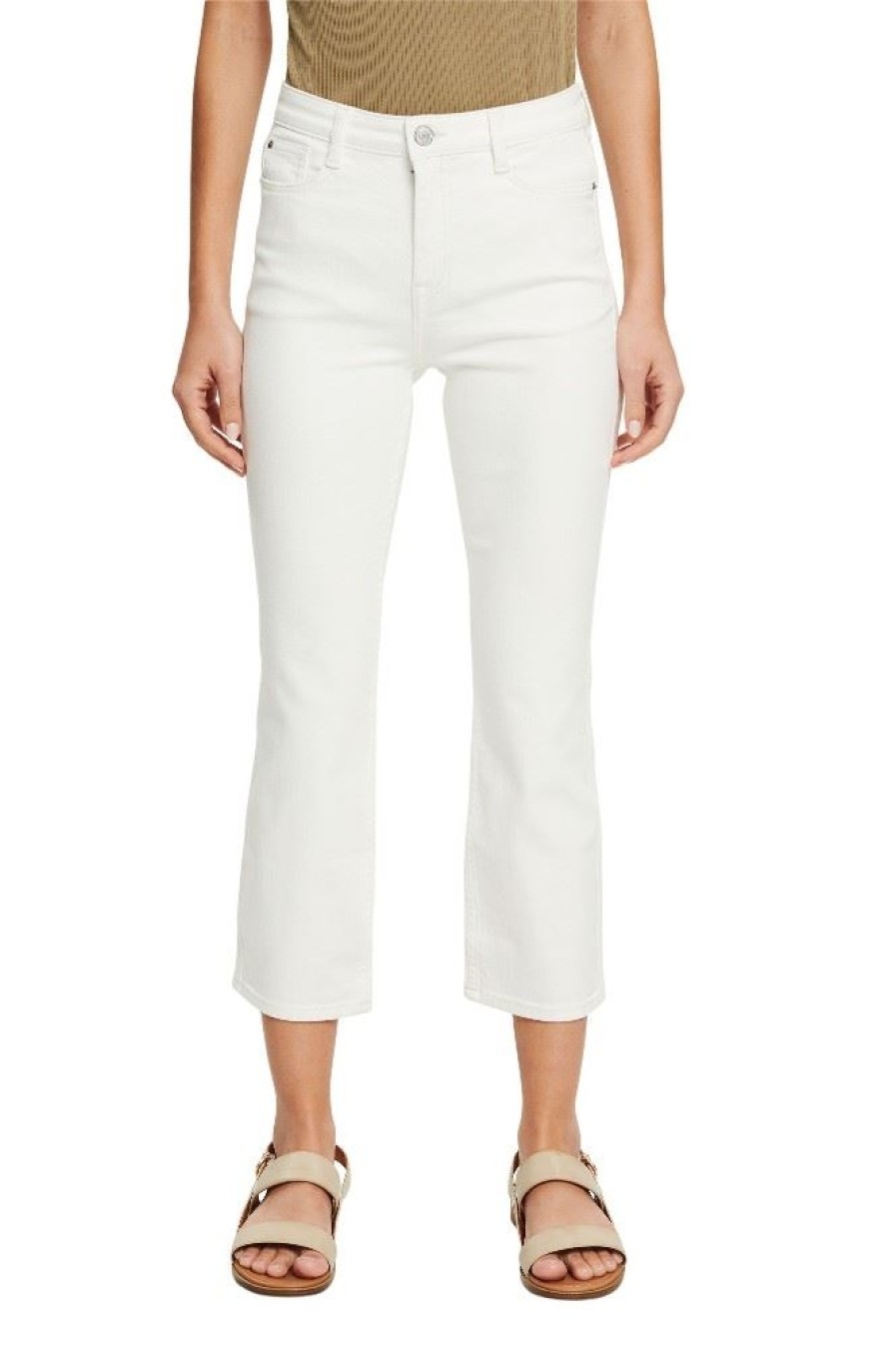 ESPRIT Esprit Cropped Jeans Mit Kick Flare 032Ee1B320 E110 Off White Jeans