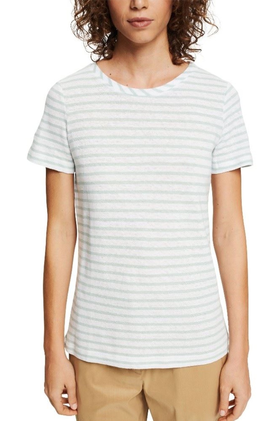 ESPRIT Esprit Gestreiftes T-Shirt Mit Leinen 042Ee1K322 T-Shirt