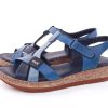 Andrea Andrea Conti Sandale Leder Keilabsatz Blau S12 18836041024 D.Blau/Jeans Sandalen