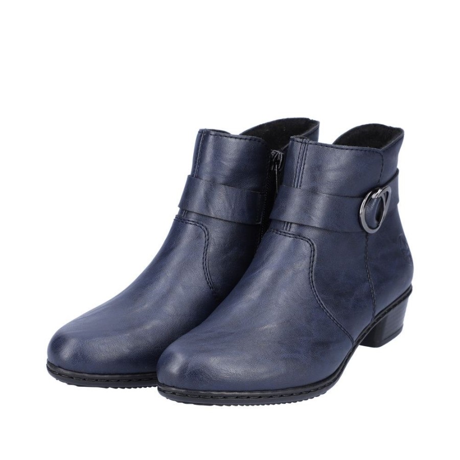 Rieker Rieker Damen Stiefeletten Blockabsatz Zierschnalle Blau S23 Y0775-14 Pazifik Stiefel