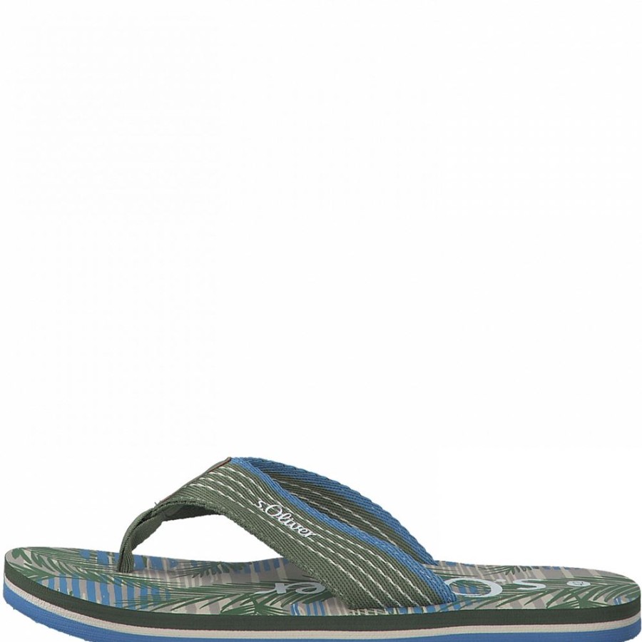 s.Oliver S.Oliver Herren Flip Flops Zehentrenner Grun S12 5-5-17210-38 730 Khaki Comb Pantoletten