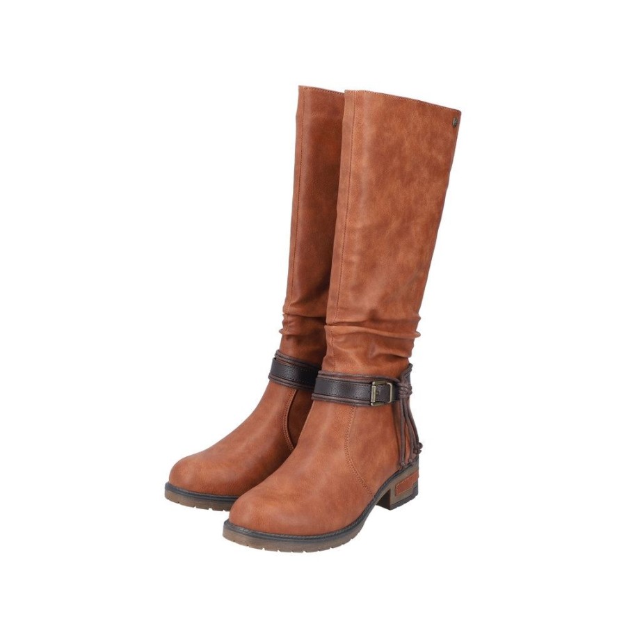 Rieker Rieker Damen Stiefel Hochschaftstiefel Vario- Schaft Stretcheinsatz Warmfutter Braun S23 91694-24 Peanut/Schoko Stiefel