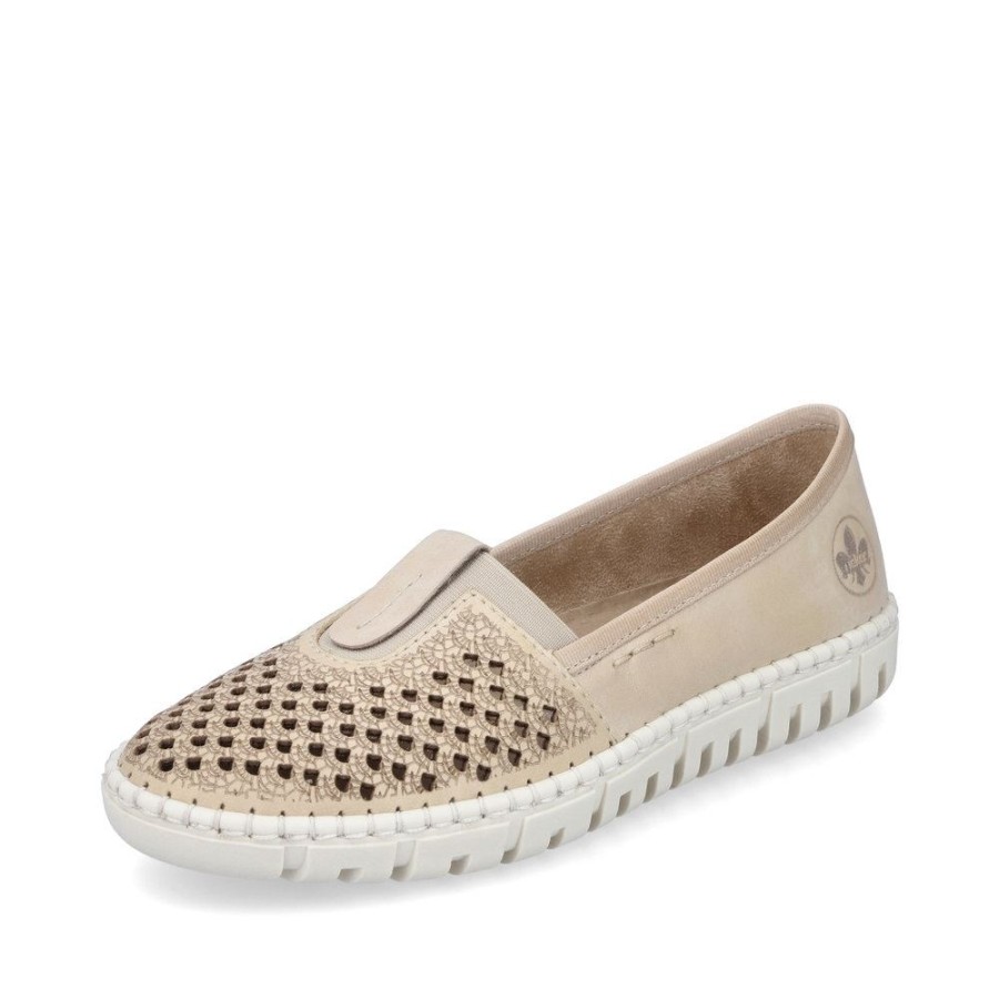 Rieker Rieker Damen Slipper Ballerina Sportlich Beige S13 M2361-60 Sand/Perle Slipper