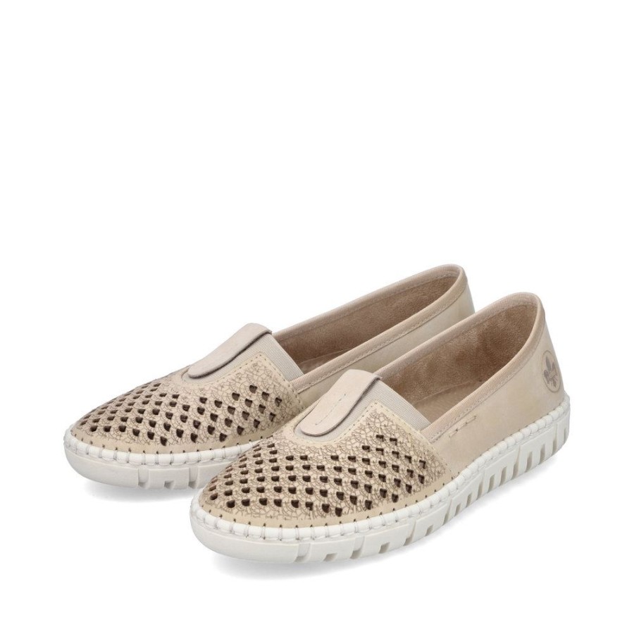 Rieker Rieker Damen Slipper Ballerina Sportlich Beige S13 M2361-60 Sand/Perle Slipper