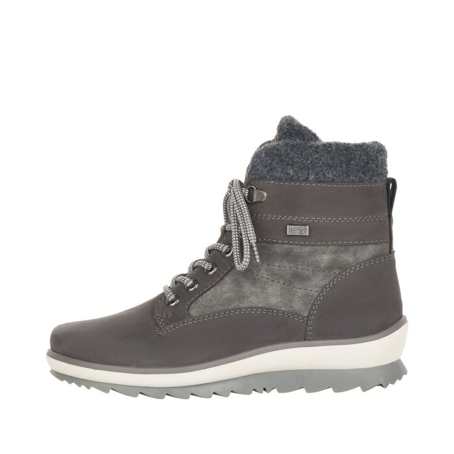 Remonte Remonte Damen Schnurstiefelette Schnurboots Rauleder Tex- Membran Warmfutter Schurwolle Wechselfusbett Grau S22 R8477-45 Granit/Smoke/Gr Stiefel