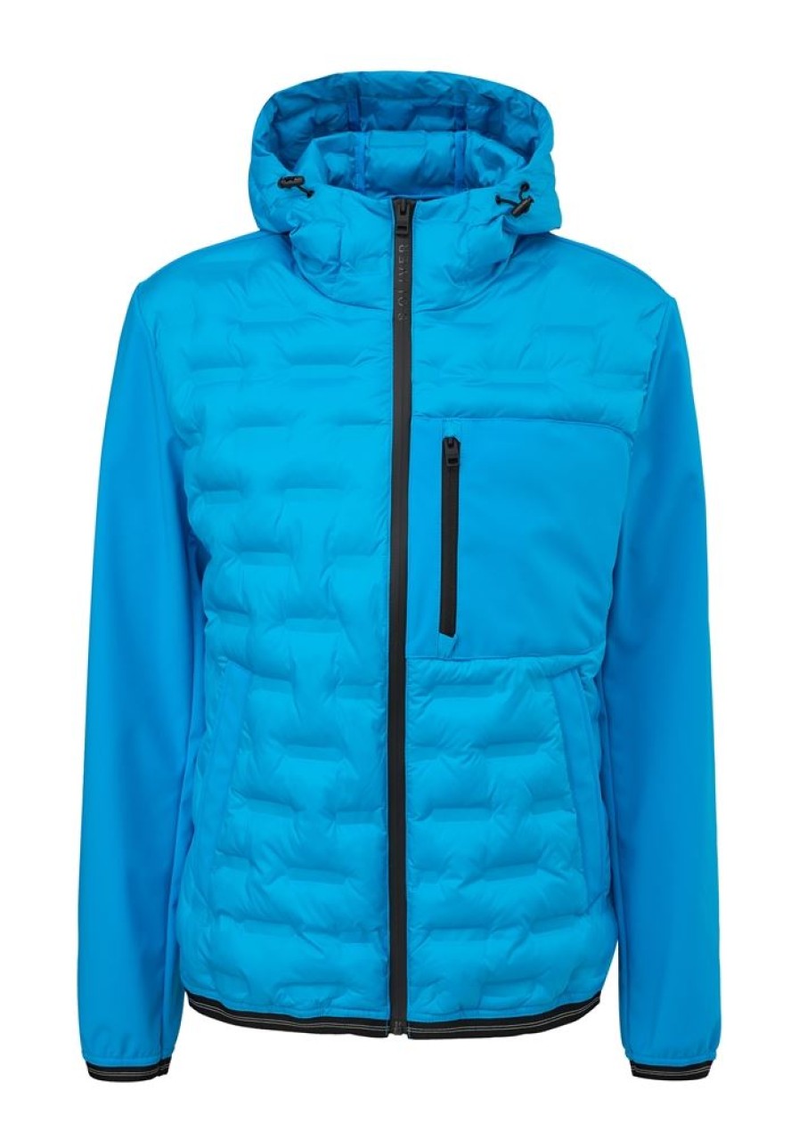 s.Oliver S.Oliver Herren Softshelljacke Fabricmix Kapuze Blau, Grun S23 2131771 Jacke