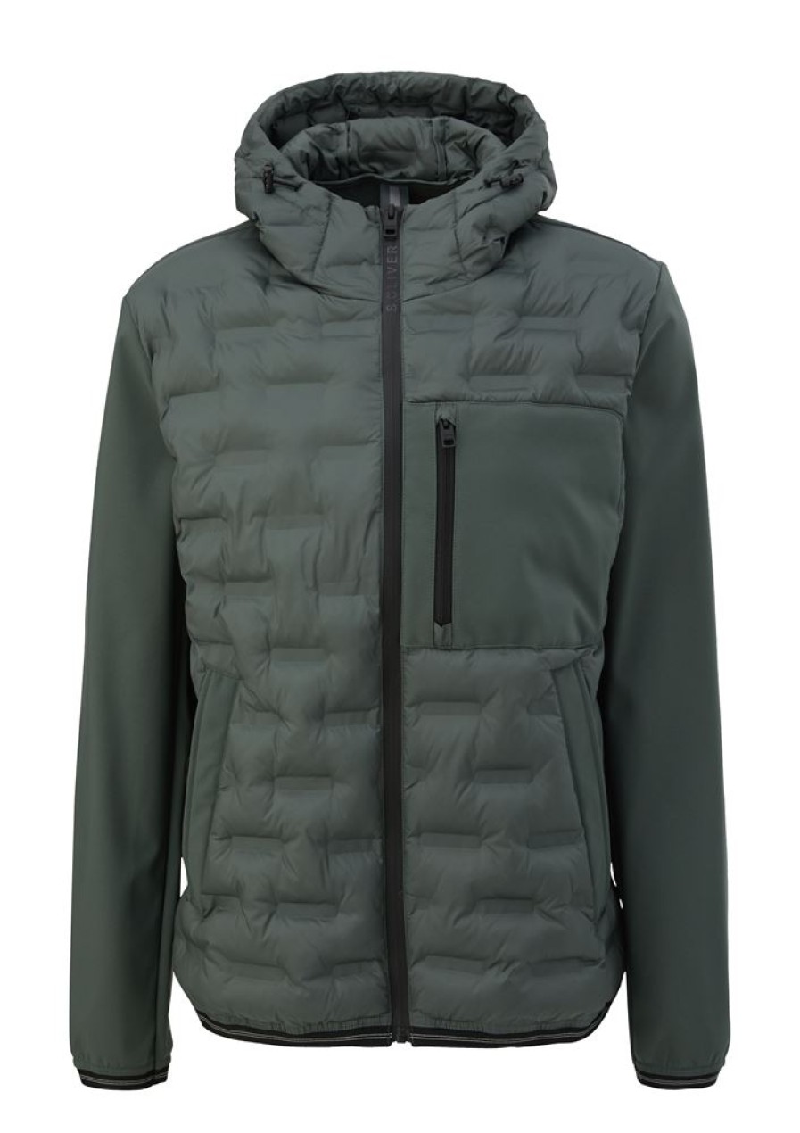 s.Oliver S.Oliver Herren Softshelljacke Fabricmix Kapuze Blau, Grun S23 2131771 Jacke