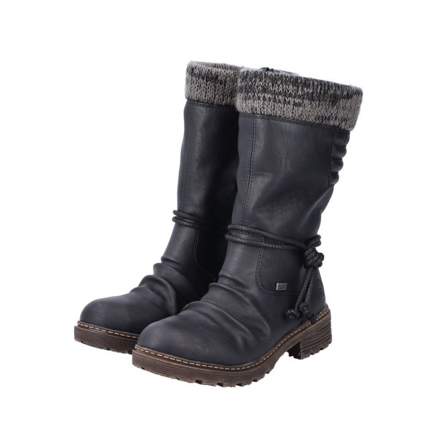 Rieker Rieker Damen Stiefel Tex- Membran Warmfutter Strickbund Schwarz S23 Z4755-00 Schwarz/Anthraz Stiefel