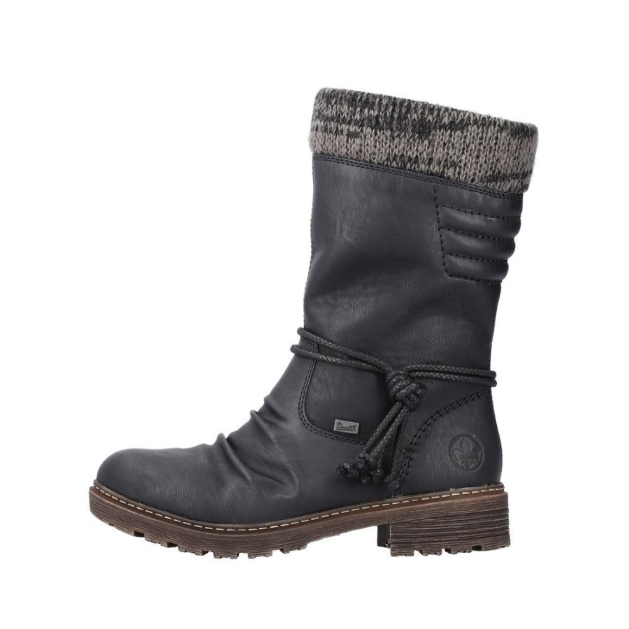 Rieker Rieker Damen Stiefel Tex- Membran Warmfutter Strickbund Schwarz S23 Z4755-00 Schwarz/Anthraz Stiefel