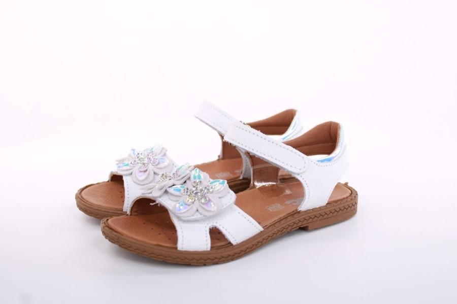 Imac Imac Madchen Sandale Leder Blumen- Applikation Strasssteine Klettverschluss Weis, Blau S13 380550 Sandalen