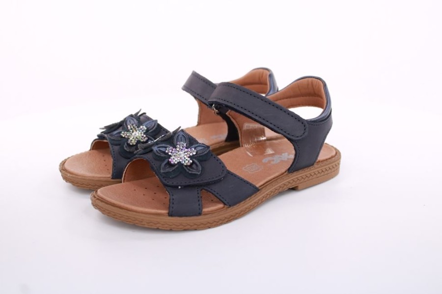 Imac Imac Madchen Sandale Leder Blumen- Applikation Strasssteine Klettverschluss Weis, Blau S13 380550 Sandalen