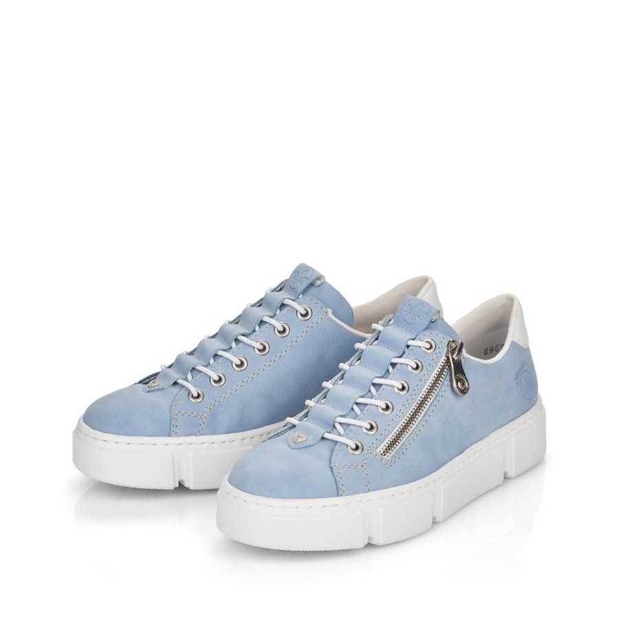 Rieker Rieker Antistress Damen Sneaker Plateausohle Blau S13 N5952-10 Aqua/Weiss Sneaker