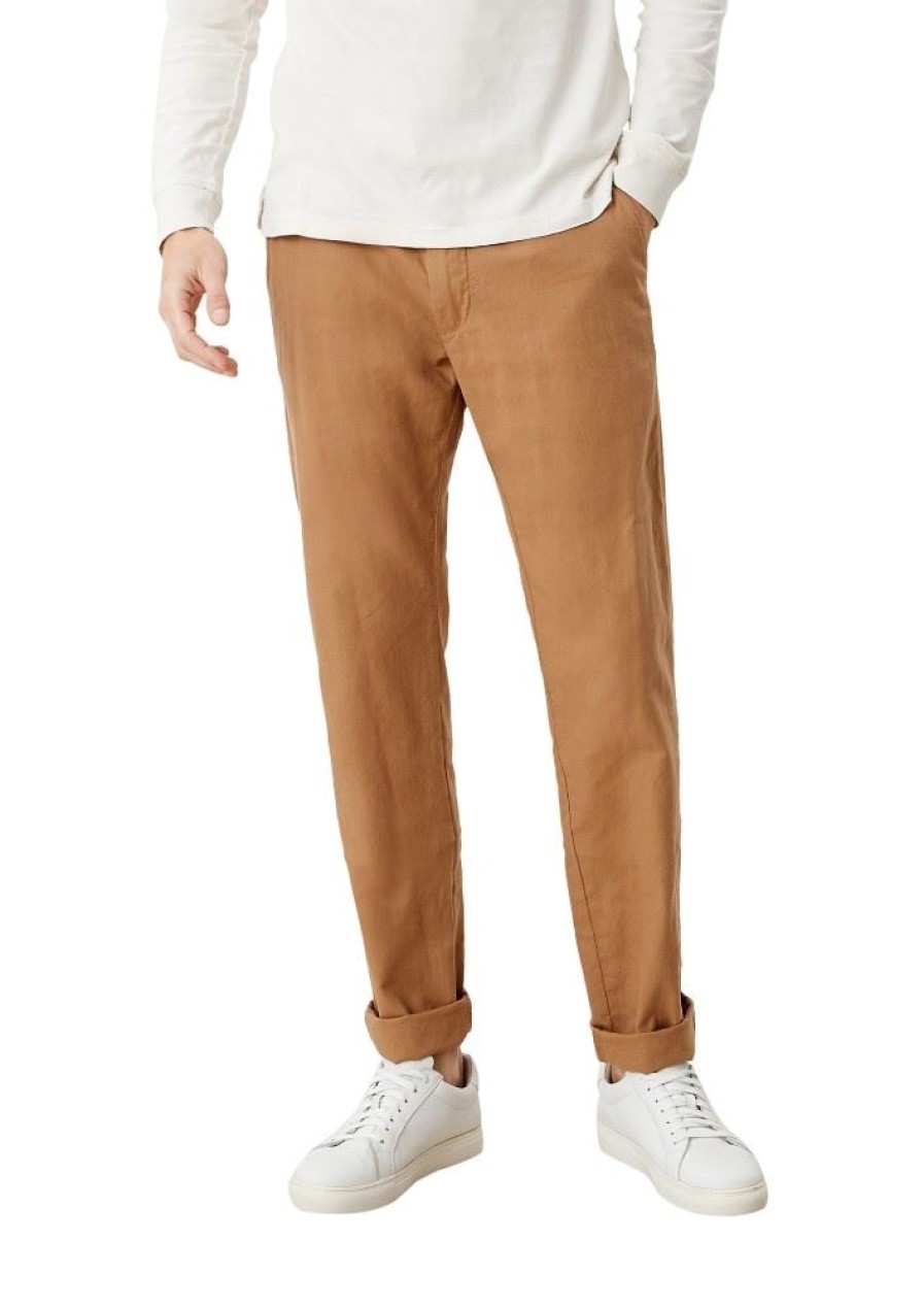 s.Oliver S.Oliver Herren Chino- Hose Leinenmix 5- Pocket- Form Braun S12 2113857 5978 Blue Night Hose