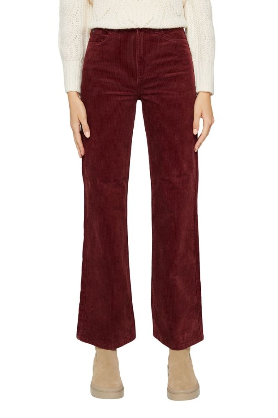 EDC Edc Pants Woven Wide Leg High Rise Rot S21 091Cc1B303 C620 Garnet Red Hose