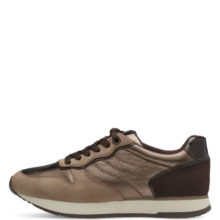 Tamaris Tamaris Sneaker Touchit Fusbett Metallic- Optik Braun S23 1-23602-41 344 Taupe Comb Sneaker