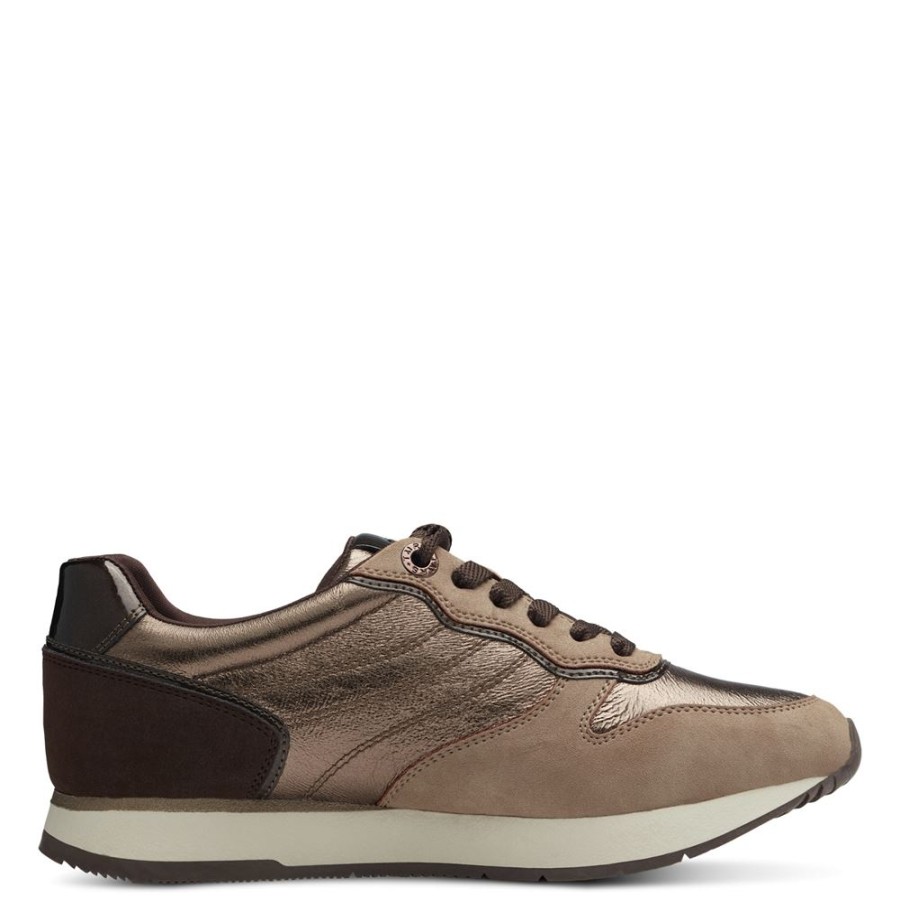 Tamaris Tamaris Sneaker Touchit Fusbett Metallic- Optik Braun S23 1-23602-41 344 Taupe Comb Sneaker