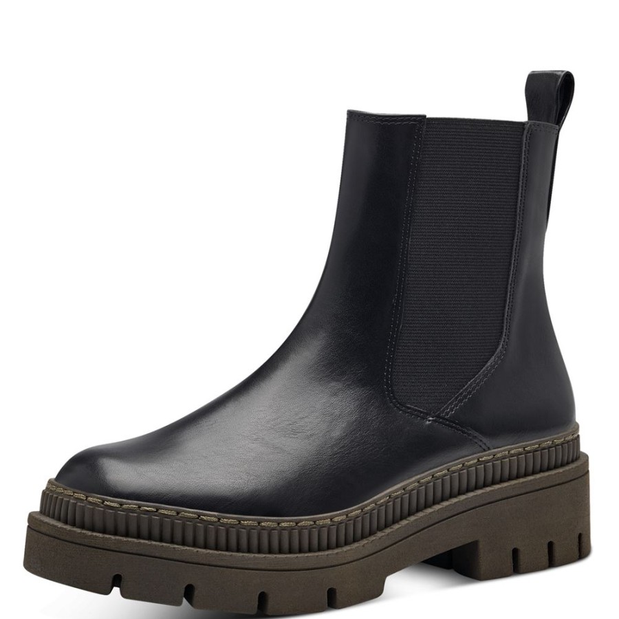 Marco Marco Tozzi Chelsea Boot Blockabsatz Komfortweite Schwarz S23 2-25822-41 589 Purple Pate Stiefel