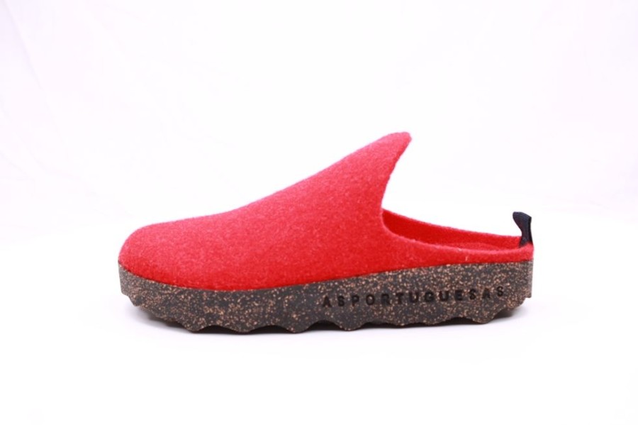 ASPORTUGUESAS Asportuguesas Damen Pantolette Wolle Kork Vegan Nachhaltig Rot S21 P018023045 Red Pantoletten