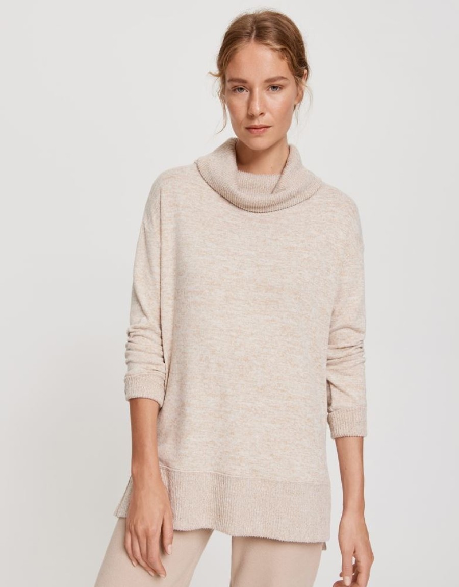 OPUS Opus Rollkragenshirt Samanta Beige S21 247685984 2088 Macadamia Pullover