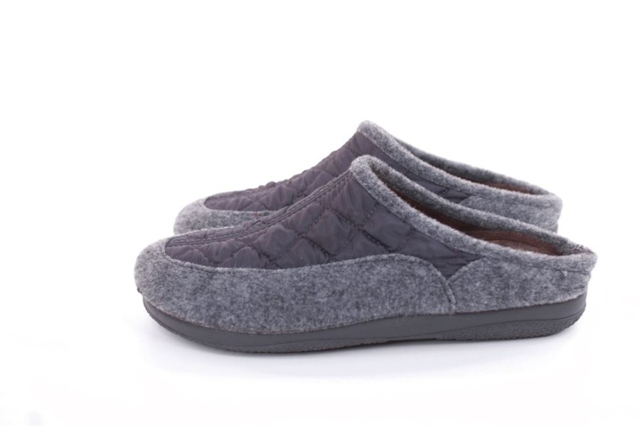 s`knöpfli S`Knopfli Damen Hausschuh Pantolette Materialmix Grau S22 X10639 Gris Hausschuhe