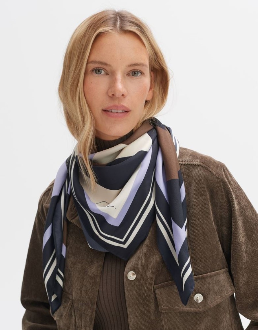 OPUS Opus Armesi Scarf Graphisches Muster Lila S23 10193511531100 60020 Coal Blue Accessoires