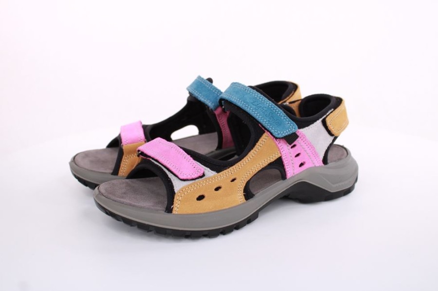 Imac Imac Damen Sandale Trekking Leder Mehrfarbig S13 358760 Senape/Fuchsia Sandalen