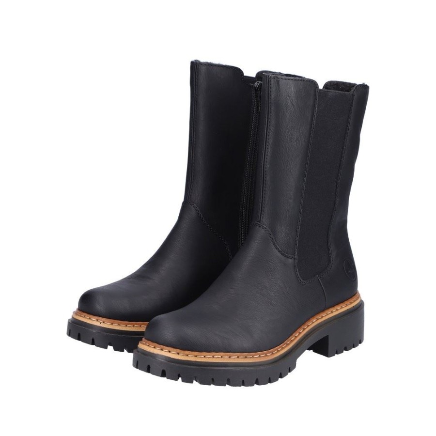 Rieker Rieker Antistress Damen Stiefelette Chelsea Boot Warmfutter Reisverschluss S22 72683-00 Schwarz Stiefel