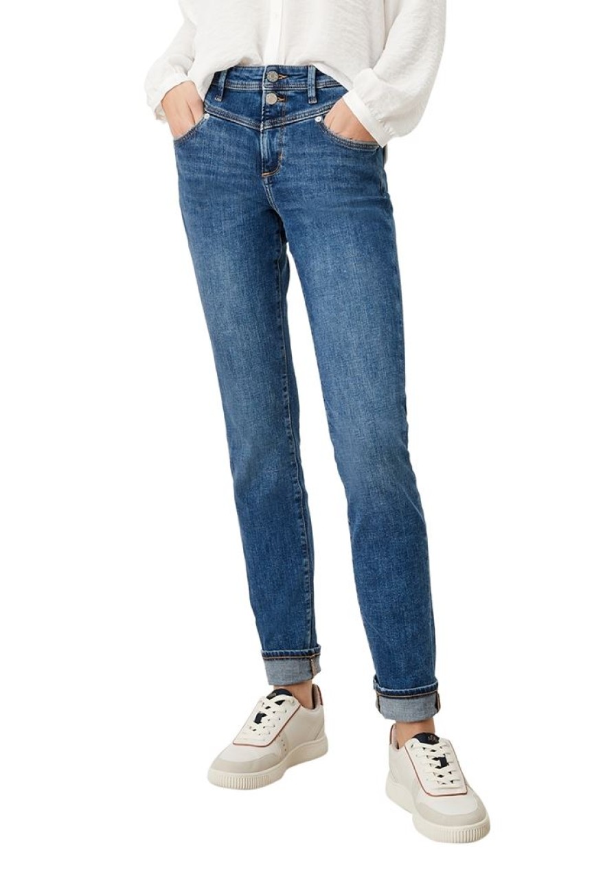 s.Oliver S.Oliver Jeans Betsy Slim Mit Sattelbund Blau S12 2108838 Dark Blue Stret Jeans