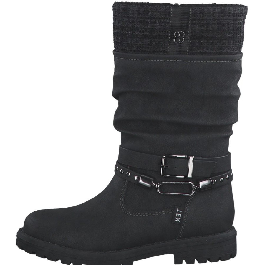 s.Oliver S.Oliver Kinder Madchen Stiefel Tex- Membran Strickbund Schwarz S22 5-5-46600-29 001 Black Stiefel