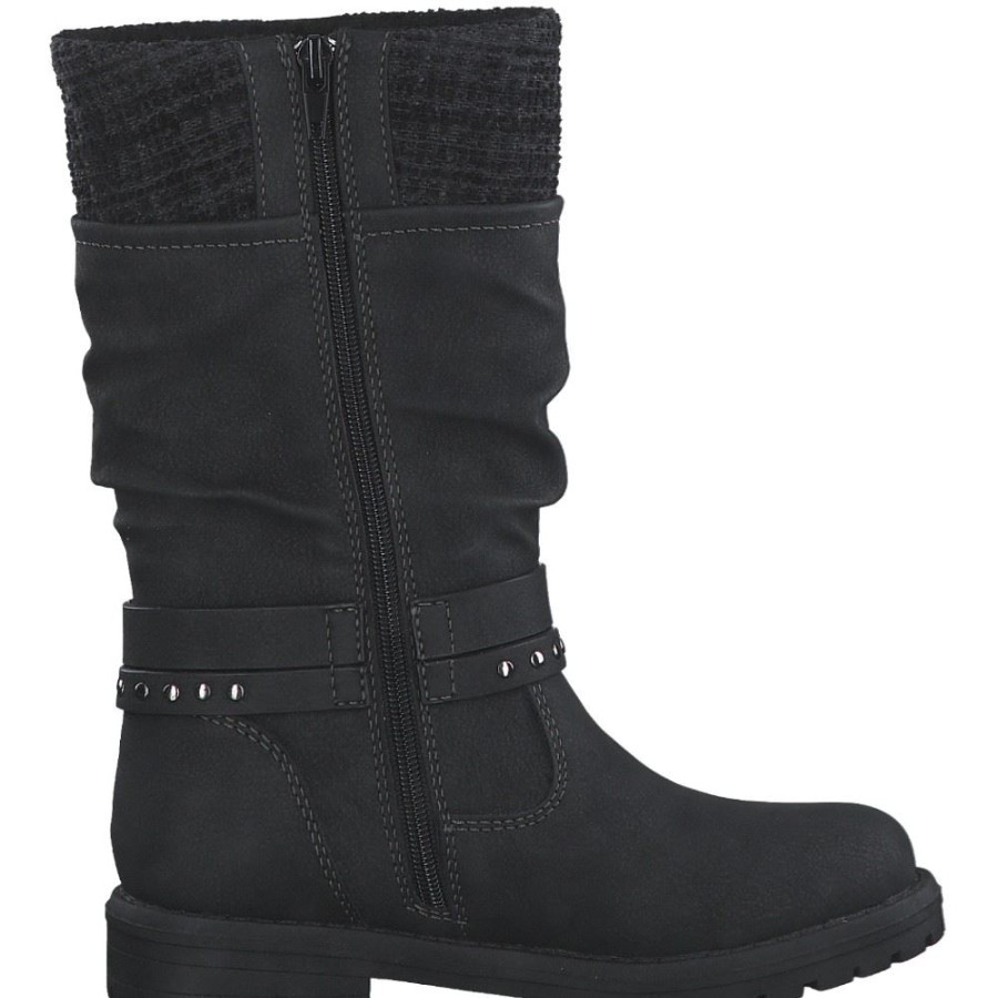 s.Oliver S.Oliver Kinder Madchen Stiefel Tex- Membran Strickbund Schwarz S22 5-5-46600-29 001 Black Stiefel