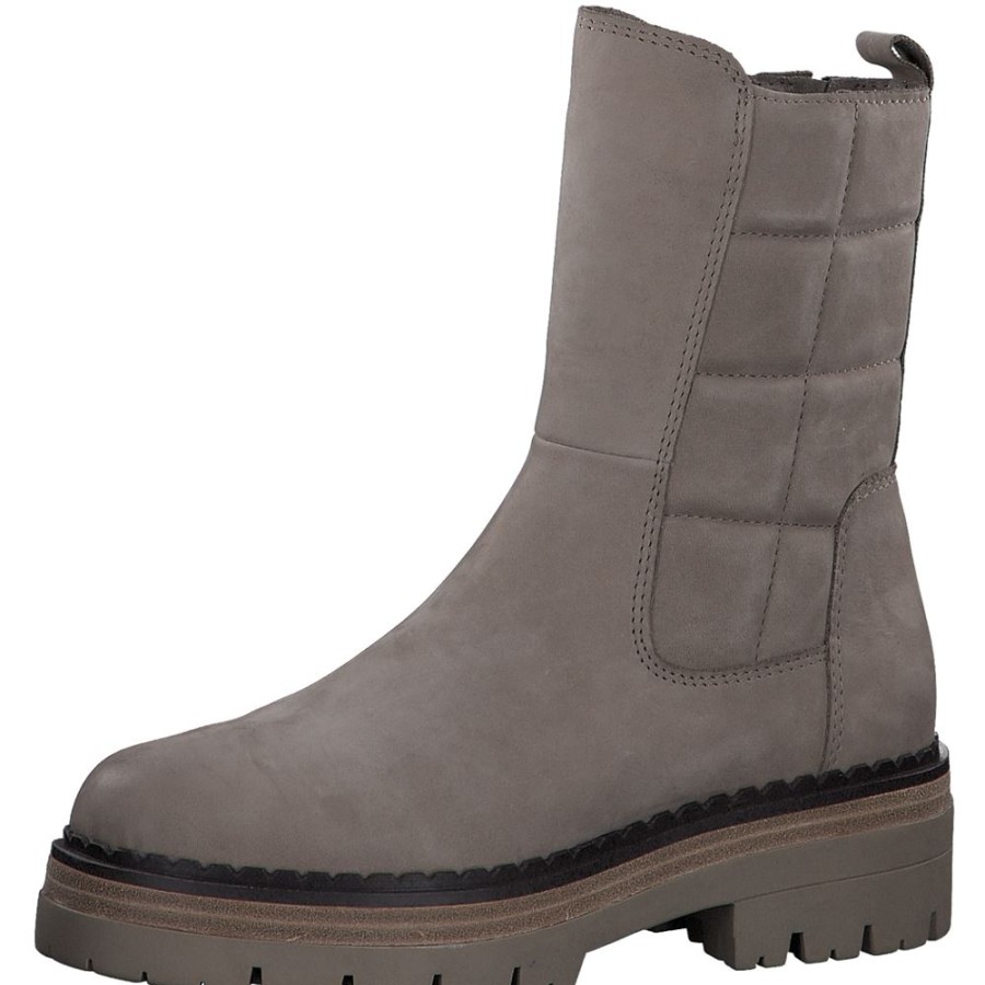 Marco Marco Tozzi Boots Blockabsatz Wechselfusbett Grau S23 2-26417-41 349 Taupe Nubuc Stiefel