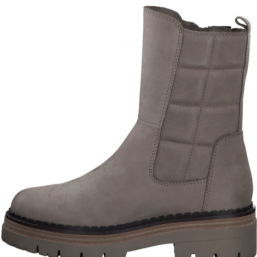 Marco Marco Tozzi Boots Blockabsatz Wechselfusbett Grau S23 2-26417-41 349 Taupe Nubuc Stiefel