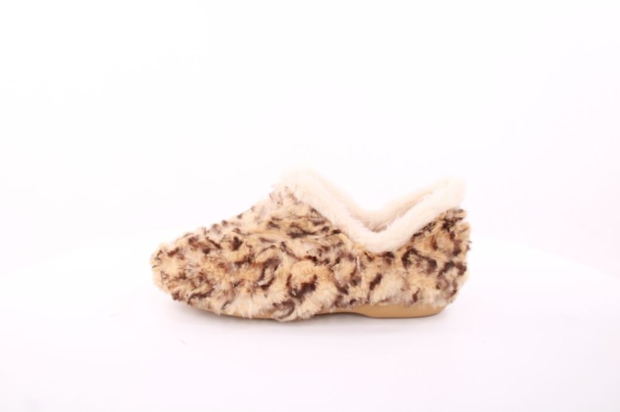 s`knöpfli S`Knopfli Damen Hausschuh Geschlossen Leopardenmuster S23 Z29117 Beige Hausschuhe